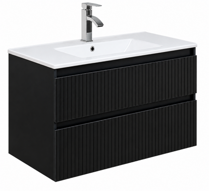 Mueble Negro Ranurado dos Cajones 100cm